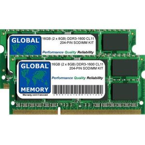 MÉMOIRE RAM 16Go (2 x 8Go) DDR3 1600MHz PC3-12800 204-PIN SODI