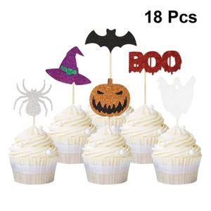 18 Pieces Halloween Gateau Toppers Dessin Anime Creatif Sorciere Citrouille Forme Araignee Cupcake Figurine Decor De Gateau Cdiscount Maison