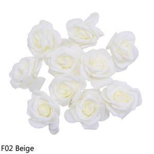 FLEUR ARTIFICIELLE 8cm - F02 beige - Grandes roses sans tige en mouss