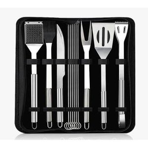 USTENSILE TRESORS- Ustensiles Barbecue kit Barbecue avec Brosse Nettoyage 12 pices Accessoires Barbecue Portables en Acier Inoxydable pour