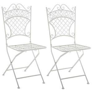 Ensemble table et chaise de jardin Chaises de Jardin pliantes Adelar en Fer forgé - CLP - Blanc - Design - Pliable - 2 personnes