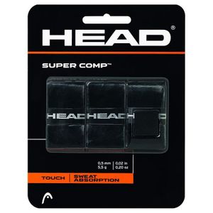 GRIP RAQUETTE DE TENNIS HEAD Tête Super Comp Surgrip, Mixte, Noir, Lot de 3 - 285088BK