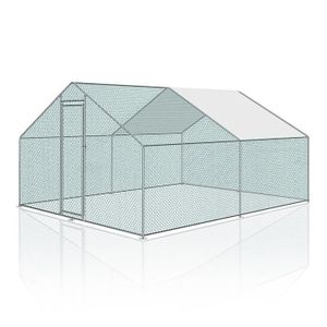 POULAILLER Izrielar Enclos poulailler grillagé 3x3x2m avec porte latérale et toit dôme 9 m²