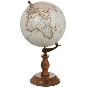 GLOBE TERRESTRE Globe sur pied bois blanc 22x22x38cm 22m Naturel