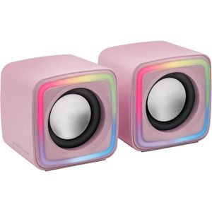 ENCEINTES ORDINATEUR Mars Gaming Mscube Rose, Haut-Parleurs Gaming Rgb 