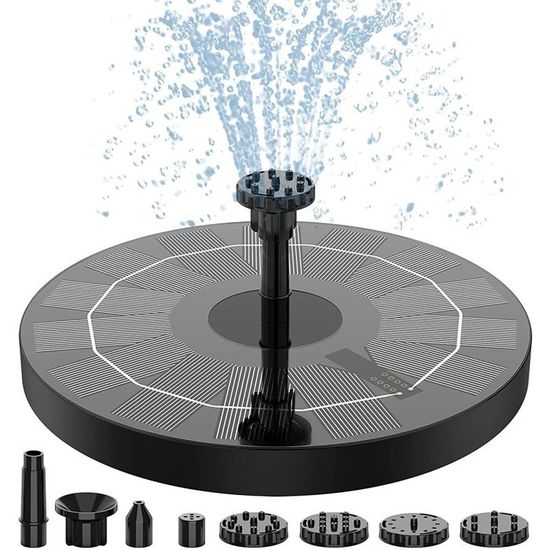 SZMP Fontaine Solaire 6W Avec Télécommande - 54 LEDs Colorées, Batterie 4000mAh, Pompe Flottante Pour Bain D'Oiseaux, Étang Et Patio