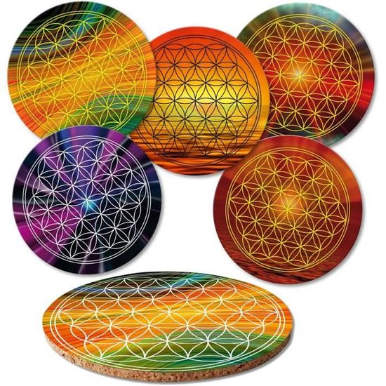 Set De 6 Dessous De Verre Mandala Métal - Idée Cadeau Déco Antidérapant