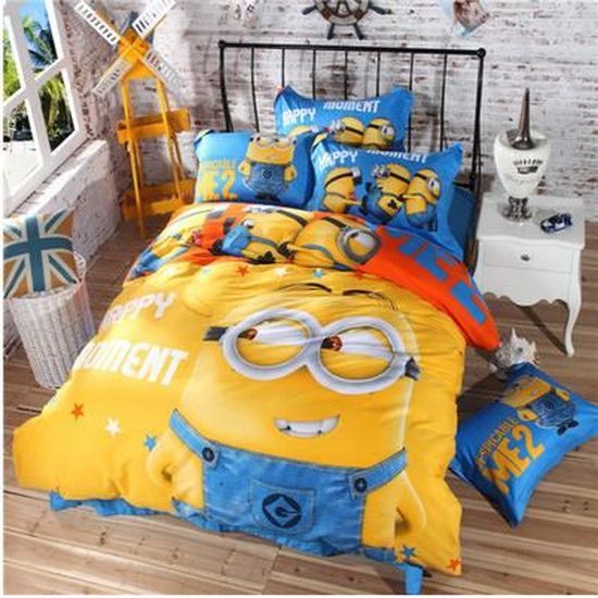 Parure de lit enfant Minions 3D 4 piece housse de couette ...