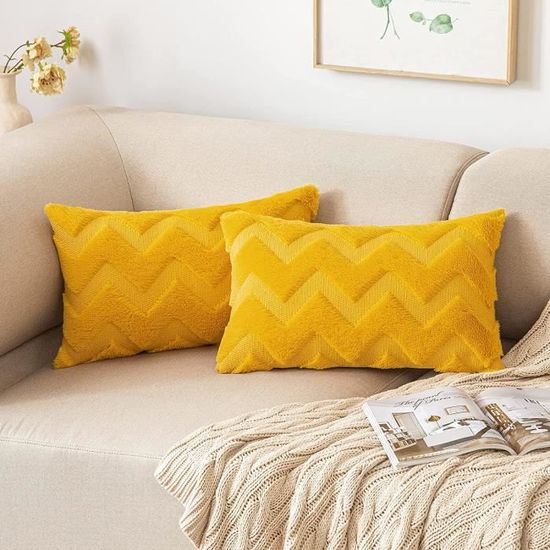 Lot De 2 Housses De Coussin MIULEE – Beige, Daim Et Laine Artificielle, 40x40 Cm (neuf)