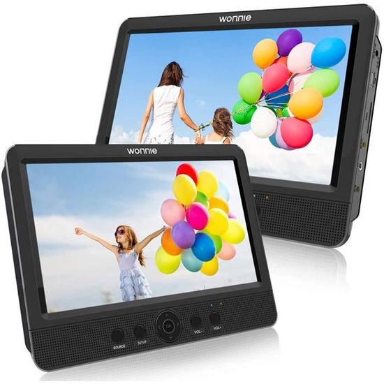 WONNIE 2021 Lecteur DVD Portable Voiture 2 Ecrans Enfants Vidéo avec Appuie-tête de 10,5 Pouces Compatible USB SD MMC 5 Heures pour 