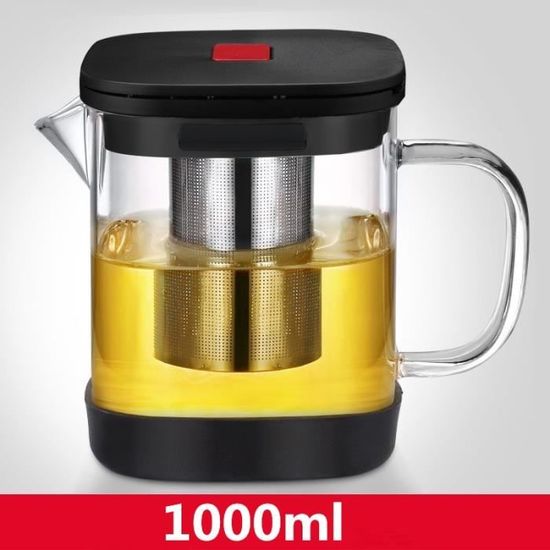 1 Théière Carrée En Verre Transparent Avec Infuseur à Thé Pour La Maison (750 Ml