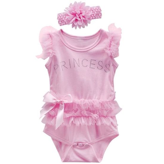 Body Bebe Fille Princesse Tutu Robe Vetements avec Bandeau Anniversaire Bapteme Cadeau rose Cdiscount Pret a Porter