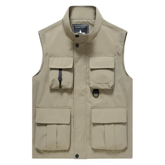 Gilet De Pêche / Safari Pour Homme - Sans Manches, Multiples Poches - Léger, Respirant - Pour Outdoor, Randonnée