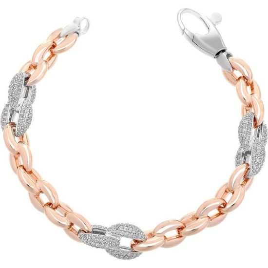 Bracelet NIALAYA Olander Avec Hématite Et Cristaux CZ - Argent 925 - Taille 550 - Neuf Jamais Porté