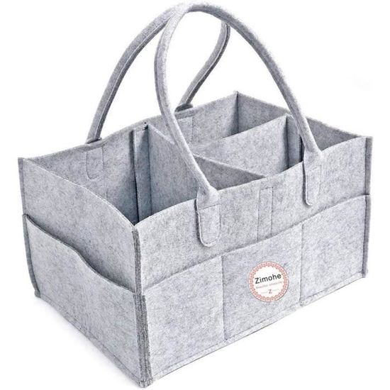 Panier De Rangement Pliable Pour Bébé - Poches Multiples, Poignée, Matériau Doux Peluche - 38 X 25,4 X 17,8 Cm - Pour Couches, Lingettes, Vêtements - 2