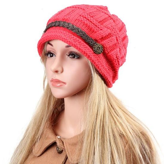 Bonnet Hiver Femme Avec Visière - Chapeau Tricoté Chaud Protection Oreilles
