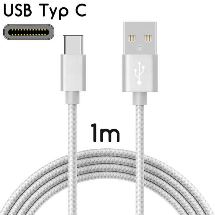Câble USB Type-C 1 Mètre Blanc Pour OPPO A53 4G - Charge Et Données, Marque NOVAGO, Neuf