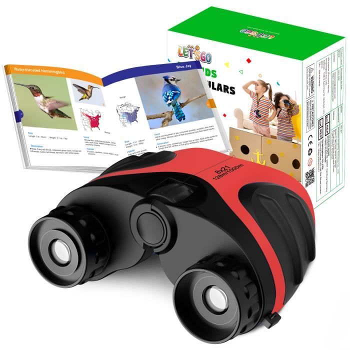 Jumelles Enfant, 8x21 jumelle HD pour enfant, Anti-vibration et étanche pour L'extérieur observation des Oiseaux-Bleu