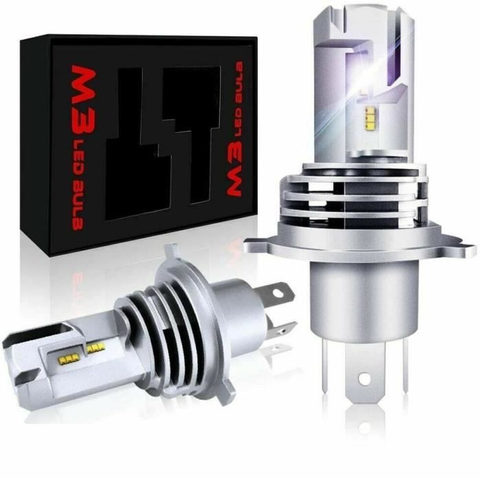 2x Ampoules LED 5000LM 6500K Blanc M3 H4 50W Lumiere Blanche et Forte