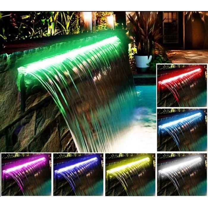 Lame d'eau Cascade en Acrylique Largeur 30cm / avec LEDs intégrées/Télécommande et Coffret transformateur