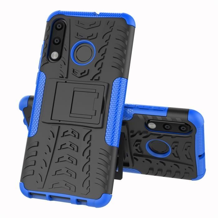 Coque Huawei P30 Lite Etui Double Couche Pare Chocs Antichoc TPU Silicone Housse avec Fonction de Support Amélioré - Bleu