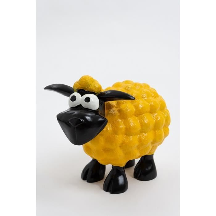 Statue mouton cartoon shaun taille S colori noir & jaune - OOLA - 40cm -