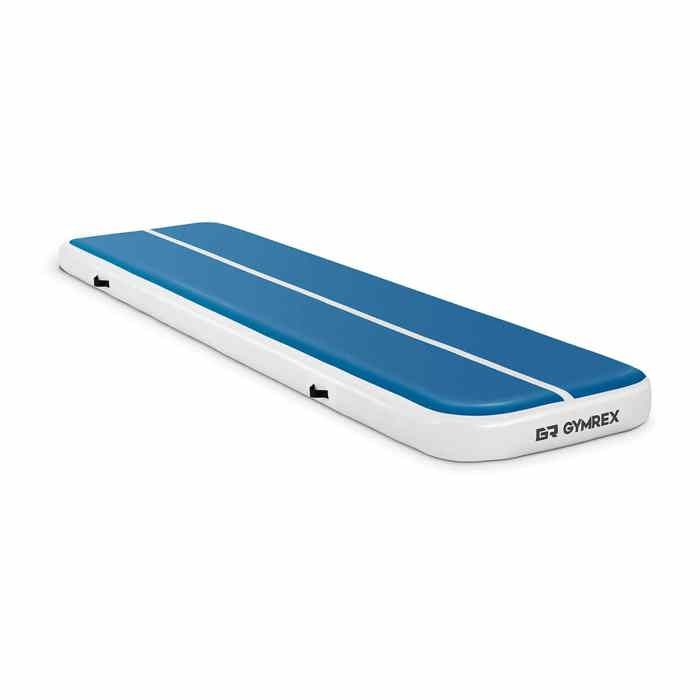 Tapis De Gym Gonflable Matelas De Tumbling Gymrex GR-ATM5 (400 x 100 x 20 cm, 200 kg, 10 PSI - 0,7 bar, PVC, Nylon, ABS, Bleu-Blanc)