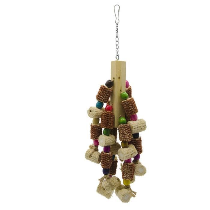 1 pc perroquet jouet drôle coloré perles bois poteau maïs créatif à mâcher morsure Cage accessoires pour oiseau TOY