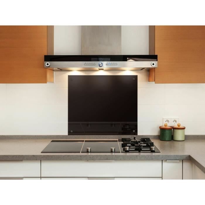 Bc-elec - AKG06-12051 Crédence de cuisine en verre noir brillant 120x50cm, verre securit trempé 6mm, fond de hotte