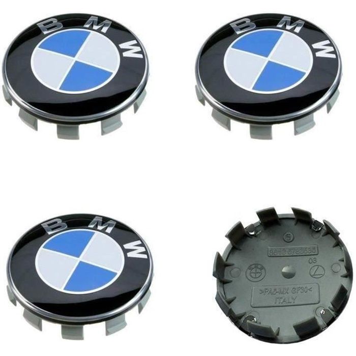 4 x centres de roue 68mm logo embleme bleu blanc cache moyeu My13867