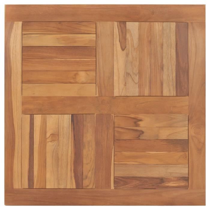 Dessus de table Bois de teck solide Carré 80x80x2,5 cm