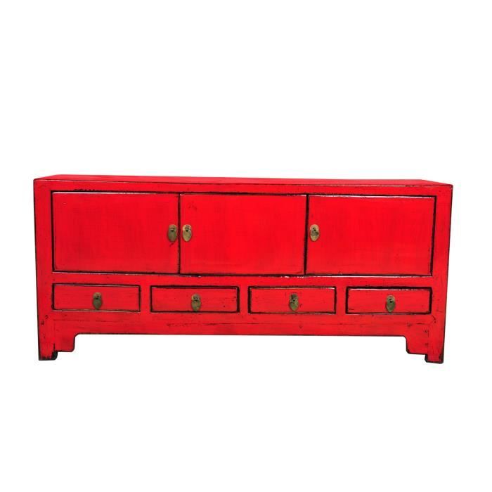 Fine Asianliving Meuble TV Chinois Antique Rouge L137xP38xH62cm