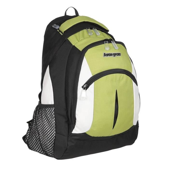 ASPENSPORT Backpack Daypack Pikes - Sac à dos 30 Litres Noir et Vert