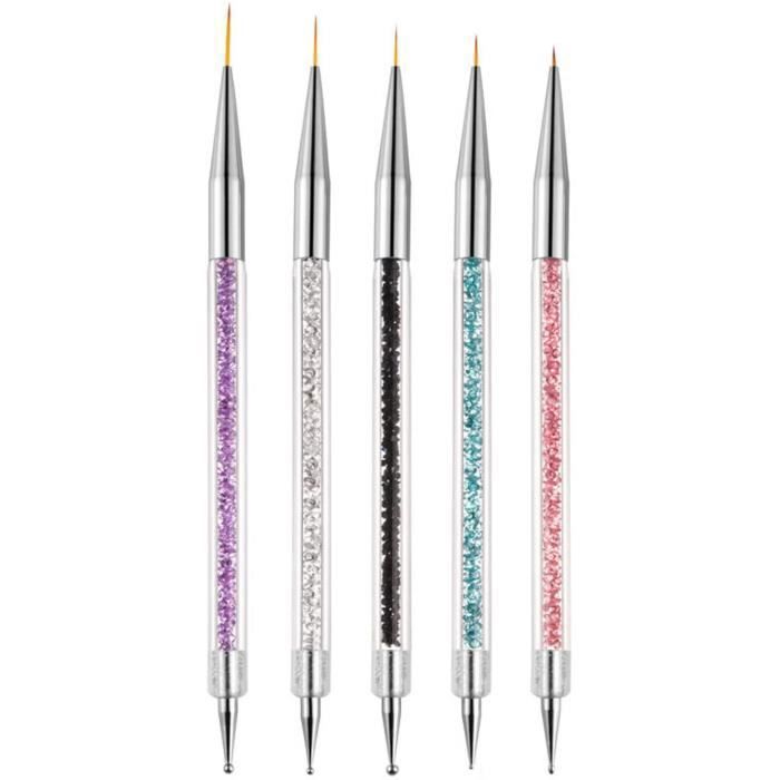 5 pièces Pinceaux en Détail à Ongles Brosses de Ongle Art, Pinceaux Peinture Professionnels Détail Ensemble de Pinceau pour DIY Nail