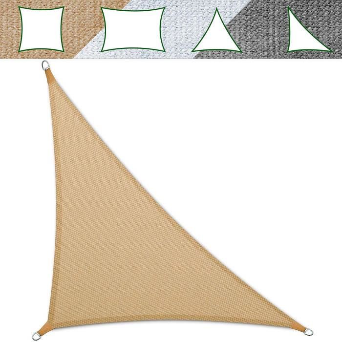Voile Ombrage 4,2x4,2x6 m - Sable - Triangulaire Matériau HDPE Anti-UV - Lavable en Machine - Densité 180g - m² - Toile Tendue