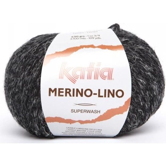 Laine MERINO LINO - Katia 506 Noir