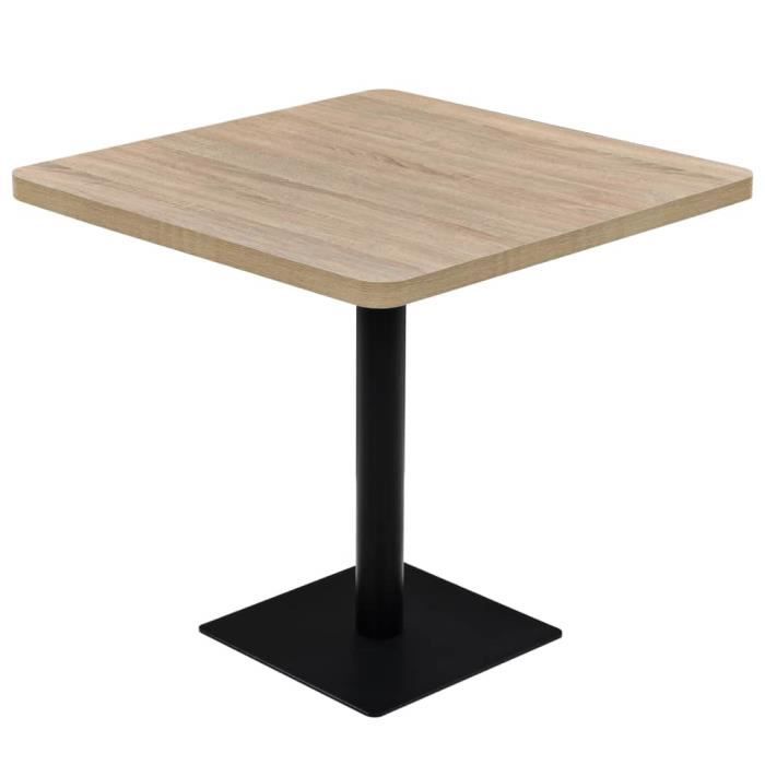 Table de bistro MDF et acier Carré 80x80x75 cm Couleur de chêne-XIC