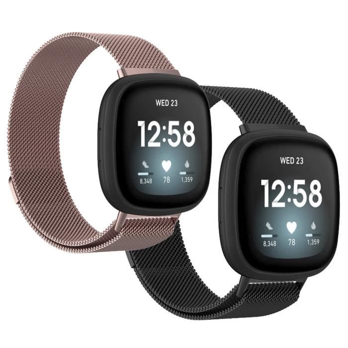 Multipack bracelet Milanais pour le Fitbit Sense / Versa 3 - Noir / Rose Champagne