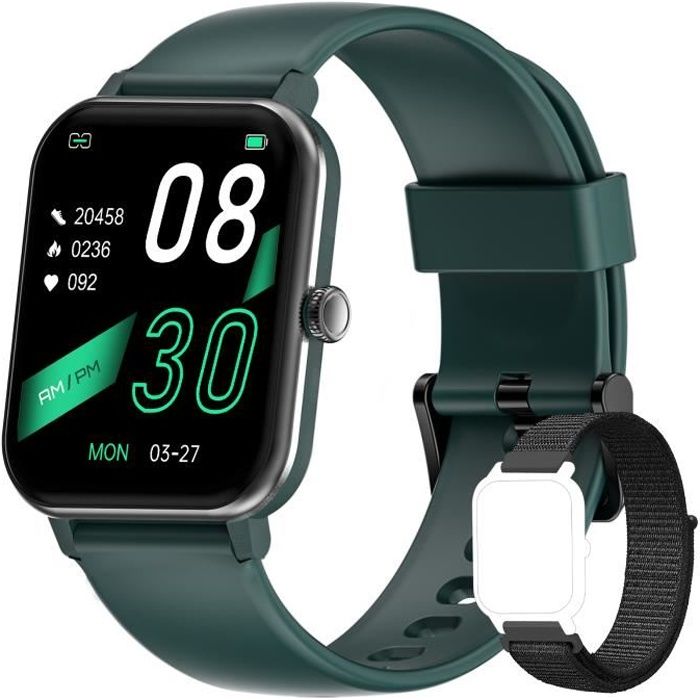 Montre Connectée Femme Intelligente Smartwatch GPS IOWODO 25 modes Sport Etanche pour iOS Android Samsung Apple Vert