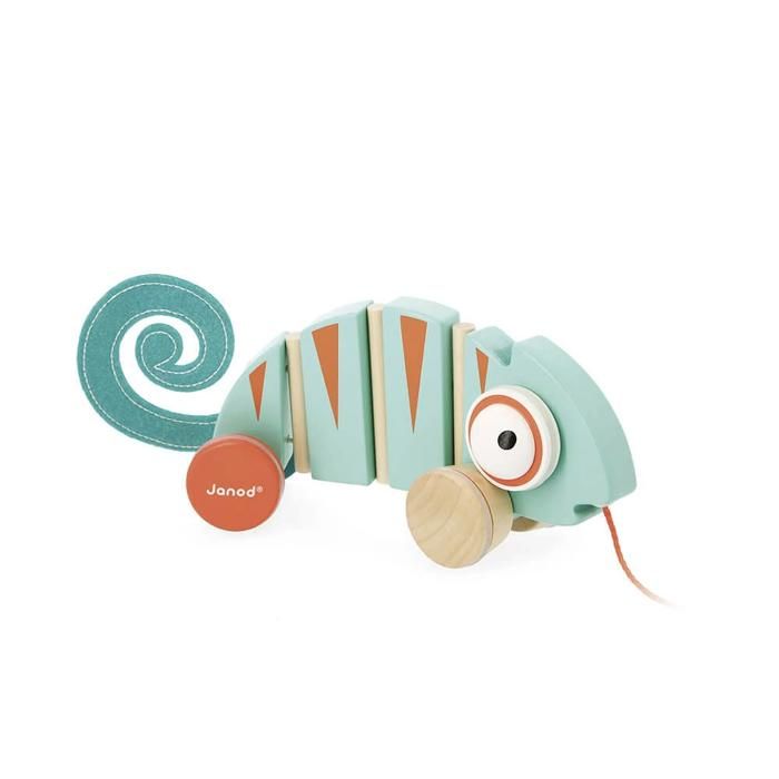 JANOD - Tropik Caméléon à Tirer en Bois - Jouet Eveil - Produit FSC TM - Dès 12 Mois