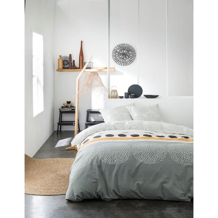 TODAY Parure de couette 220x240 + 2 taies d'oreiller 65x65 cm - 100% Coton - Blanc Ethnique SUNSHINE 4.52