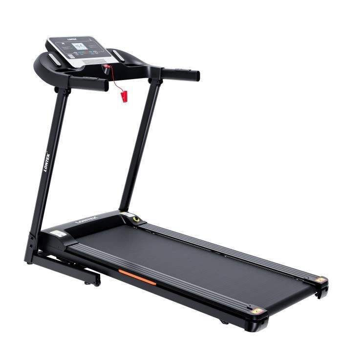 LONTEK Tapis de Course Pliable 14 km/h-2.0 CV, Inclinaison Manuelle, Bluetooth, Fréquence Cardiaque, 12 Programmes, LCD, X510G