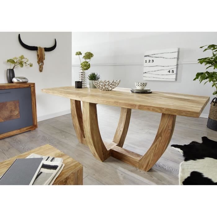 Table à manger 220x100cm - Bois recyclé de teck brut - Design rustique - BASSANO #118