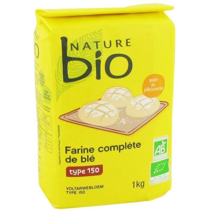 NATURE BIO - Farine Complète De Blé T150 1Kg - Lot De 4