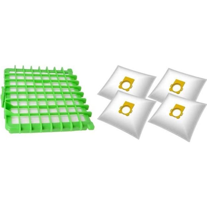 Wessper 4x Sacs aspirateur + Filtre HEPA pour Rowenta Silence Force Compact