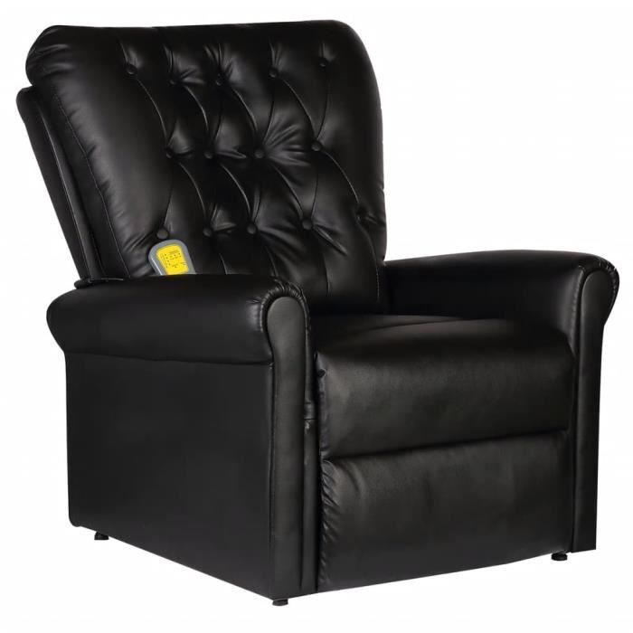 Fauteuil de massage électrique Cuir Chaises Fauteuil relax Fauteuil Relaxation Massage artificiel Réglable Noir