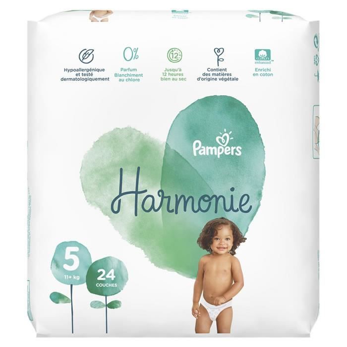 LOT DE 4 - PAMPERS Harmonie - Couches taille 5 (11 kg+) - 24 couches