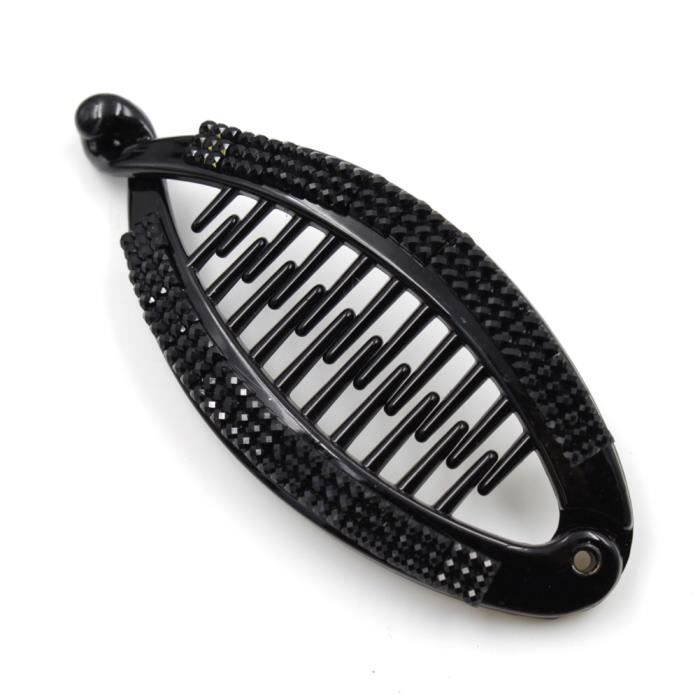 Peigne américain ou pince cheveux poisson fantaisie en strass noir 9cm - RC006146