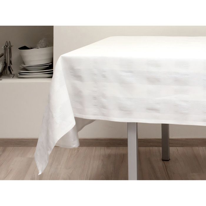 SOLEIL D'OCRE Nappe de table carrée Lyam 140x140 cm blanc