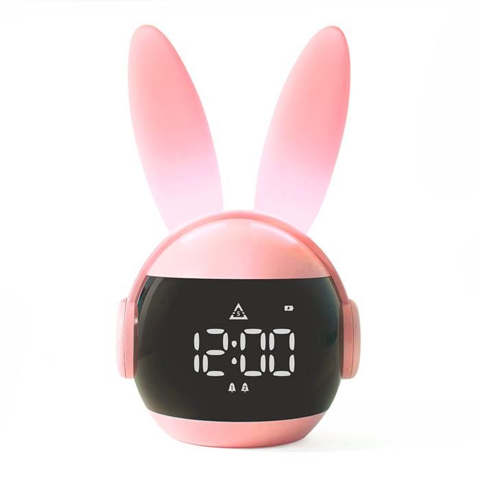 Arc-en-ciel lapin petit réveil lumière Rechargeable créatif muet étudiant chevet Mini Silicone enfants